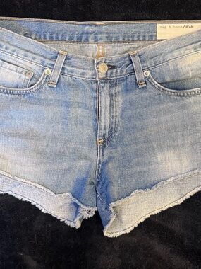 rag & bone Faded Light Blue Denim Cutoff Shorts